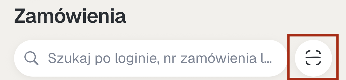 Skaner etykiet przy polu wyszukiwania